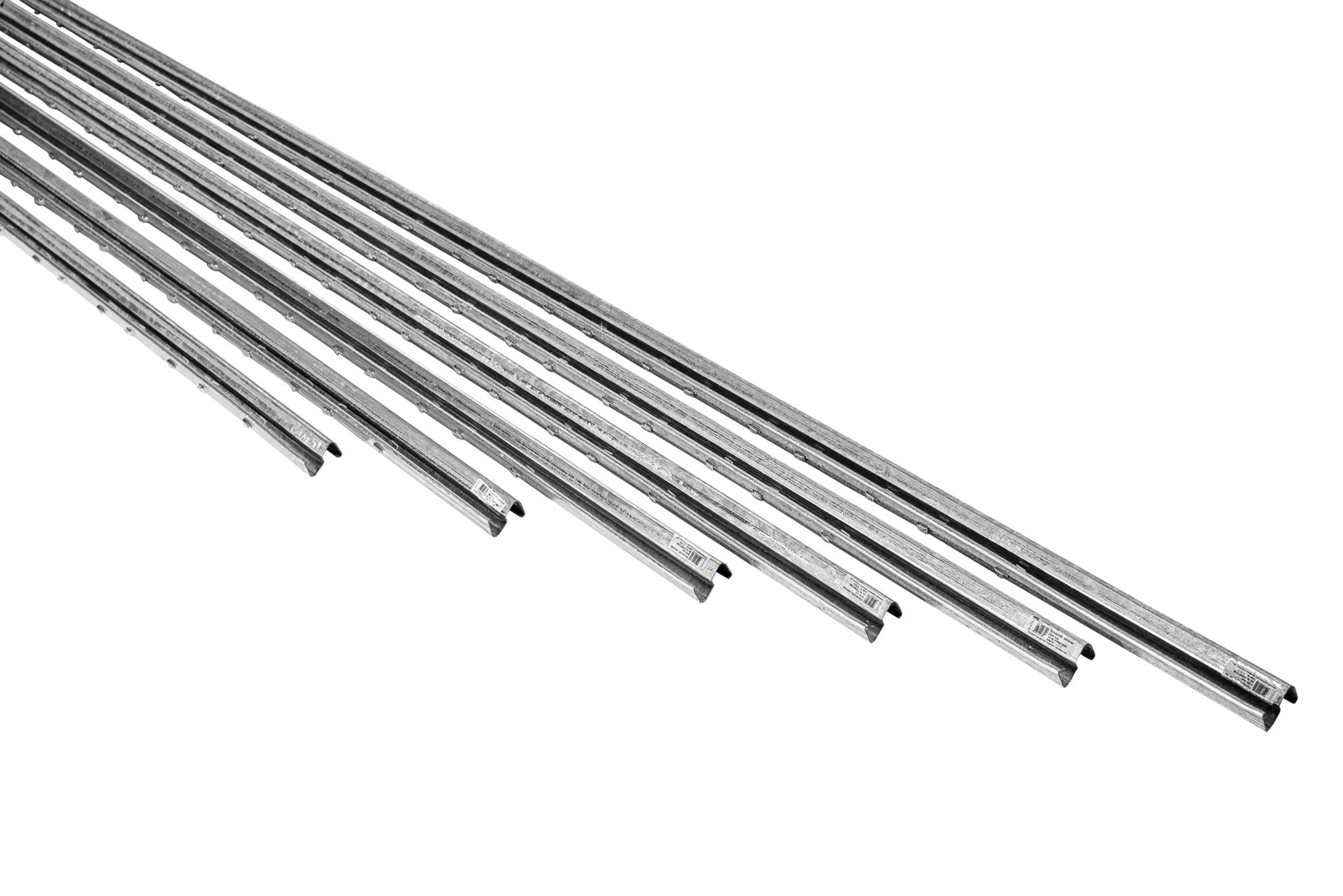 Ansicht von den Metallpfählen mit den unterschiedlichen Längen